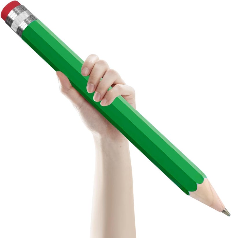 smrtcol Wooden Jumbo Pencil for Prop Gifts Decor 14 Inch Funny Big Novelty Pencil with Cap Green - Image 1